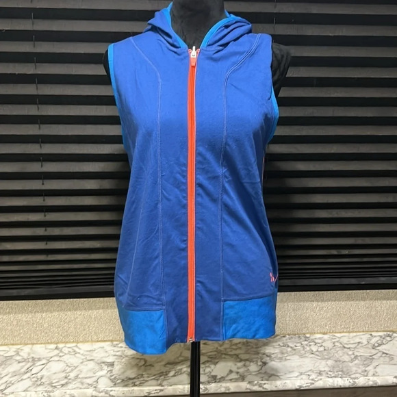 Under Armour Girls Youth Blue & Orange Hooded Zip Front Reversible Vest YXL - Picture 8 of 12